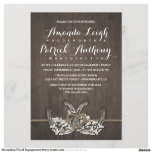 Horseshoe Floral Engagement Party Invitations