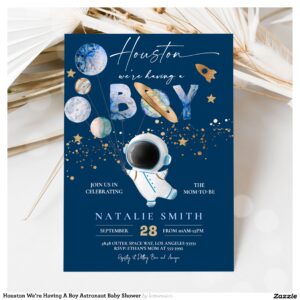 Houston We're Having A Boy Astronaut Baby Shower Invitation