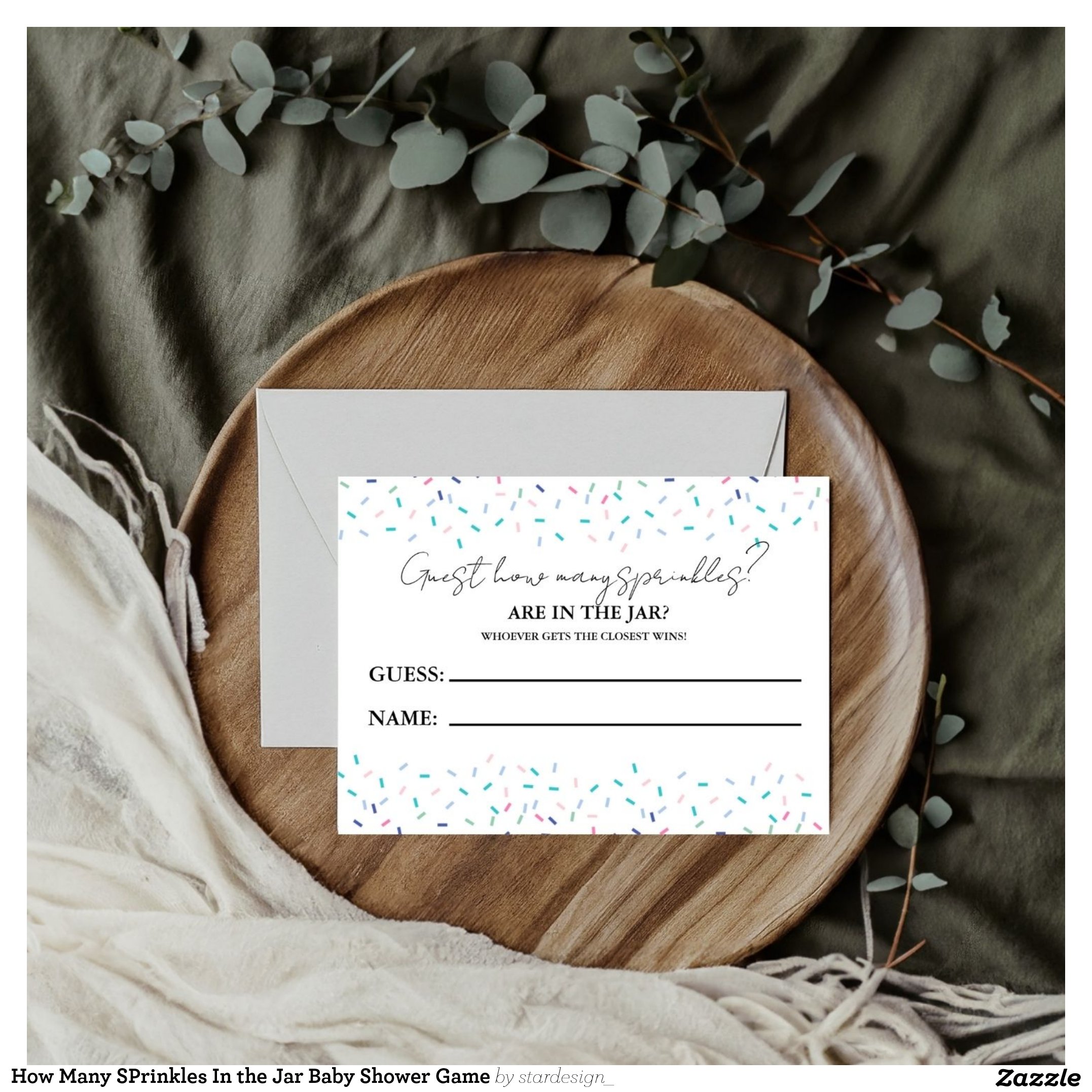 How Many SPrinkles In the Jar Baby Shower Game Enclosure Card