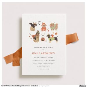 Howl-O-Ween Painted Dogs Halloween Invitation