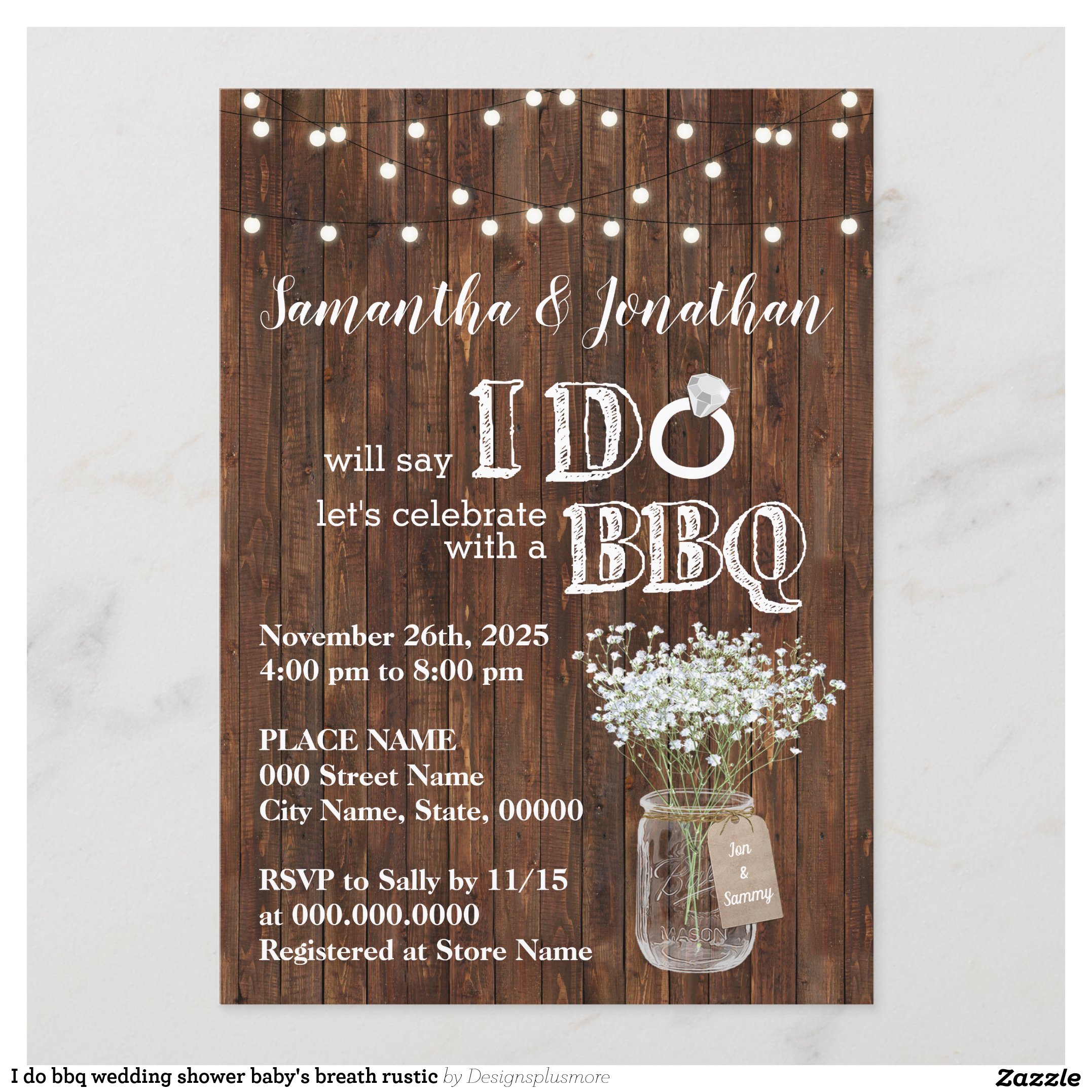 I do bbq wedding shower baby's breath rustic invitation