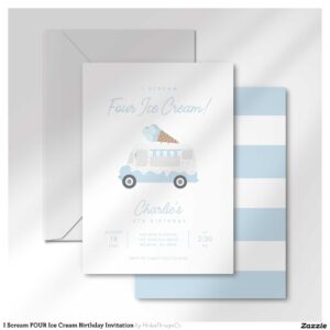 I Scream FOUR Ice Cream Birthday Invitation