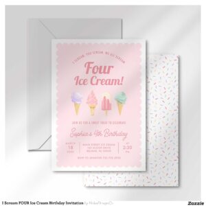 I Scream FOUR Ice Cream Birthday Invitation