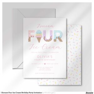 I Scream Four Ice Cream Birthday Party Invitation