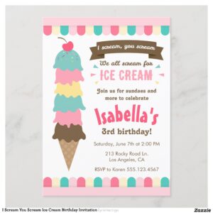 I Scream You Scream Ice Cream Birthday Invitation