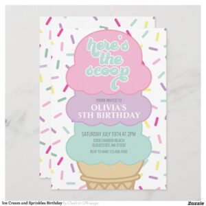 Ice Cream and Sprinkles Birthday Invitation