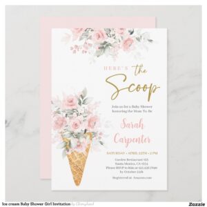 Ice cream Baby Shower Girl Invitation