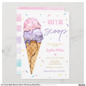 Ice Cream Baby Shower Here's The Scoop Baby Shower Invitation