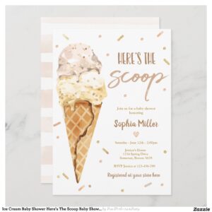 Ice Cream Baby Shower Here's The Scoop Baby Shower Invitation