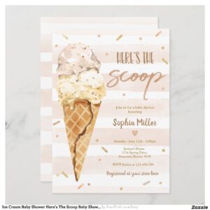 Ice Cream Baby Shower Here's The Scoop Baby Shower Invitation