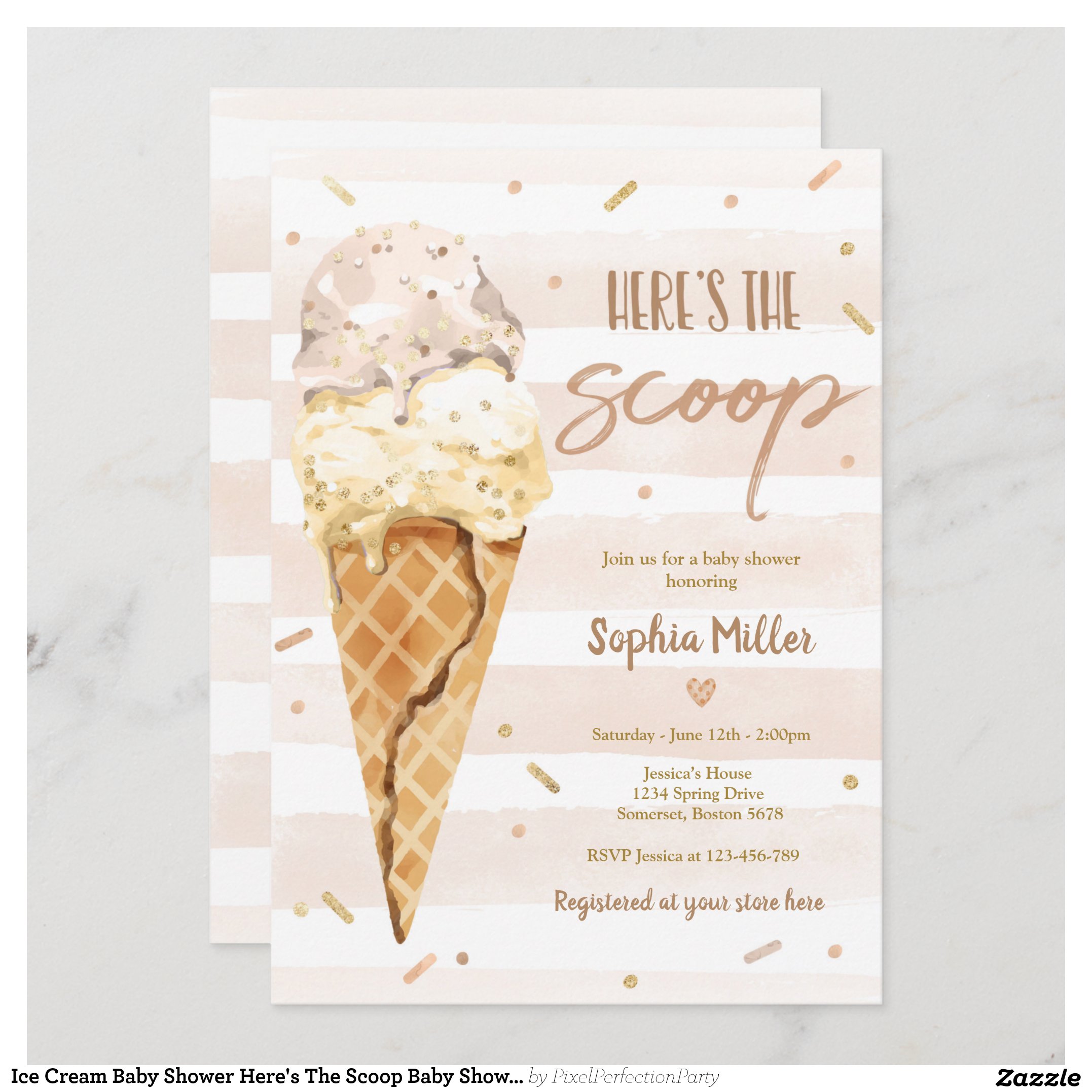 Ice Cream Baby Shower Here's The Scoop Baby Shower Invitation