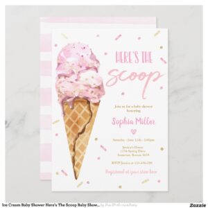 Ice Cream Baby Shower Here's The Scoop Baby Shower Invitation