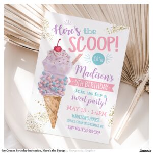 Ice Cream Birthday Invitation, Here's the Scoop Invitation