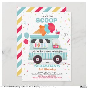 Ice Cream Birthday Party Ice Cream Truck Birthday Invitation