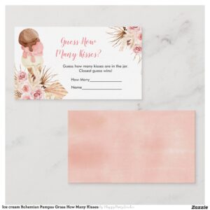 Ice cream Bohemian Pampas Grass How Many Kisses Enclosure Card