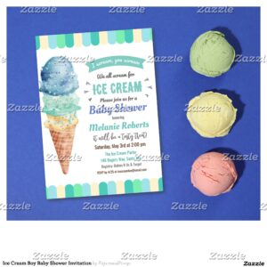 Ice Cream Boy Baby Shower Invitation