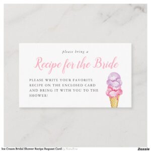 Ice Cream Bridal Shower Recipe Request Card