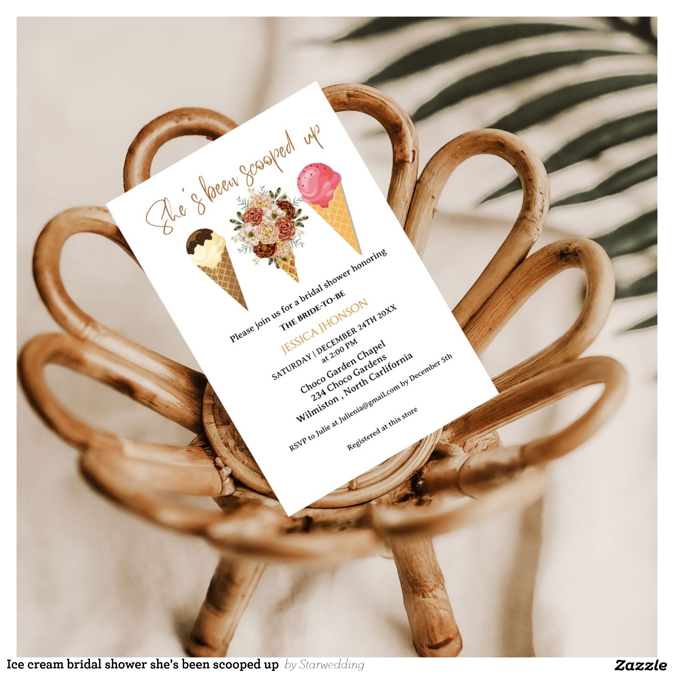 Ice cream bridal shower she's been scooped up invitation
