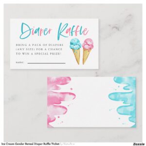 Ice Cream Gender Reveal Diaper Raffle Ticket Enclosure Card
