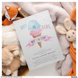 Ice Cream Gender Reveal Party Invitation