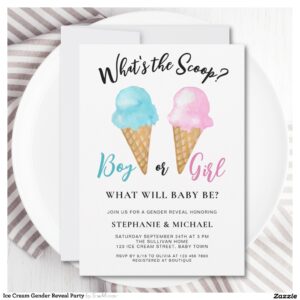 Ice Cream Gender Reveal Party Invitation
