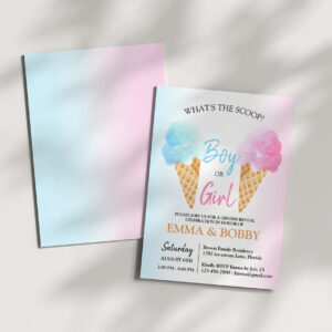 Ice Cream Gender Reveal What's the Scoop Party Invitation
