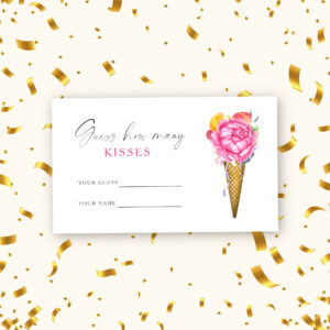 Ice cream - Guess how many kisses bridal game Enclosure Card