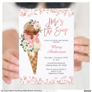 Ice Cream Here's the Scoop Baby Shower Invitation