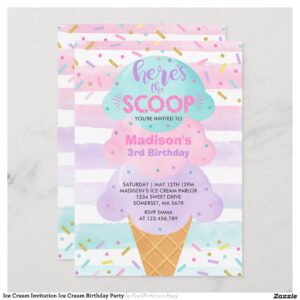 Ice Cream Invitation Ice Cream Birthday Party