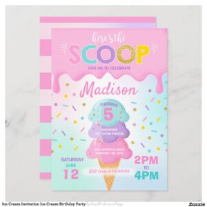 Ice Cream Invitation Ice Cream Birthday Party