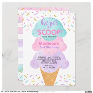 Ice Cream Invitation Ice Cream Birthday Party