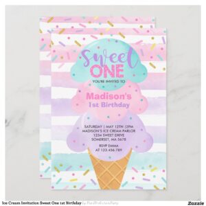 Ice Cream Invitation Sweet One 1st Birthday