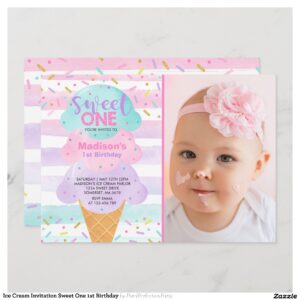 Ice Cream Invitation Sweet One 1st Birthday