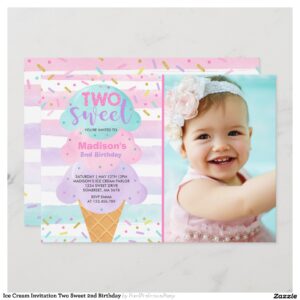 Ice Cream Invitation Two Sweet 2nd Birthday