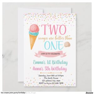 Ice cream joint party birthday invitation