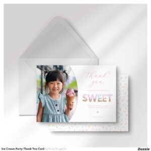 Ice Cream Party Thank You Card