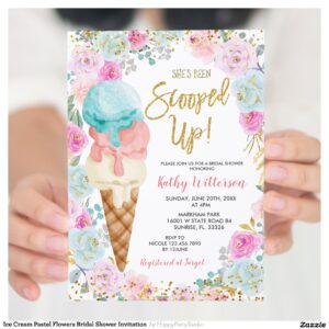 Ice Cream Pastel Flowers Bridal Shower Invitation