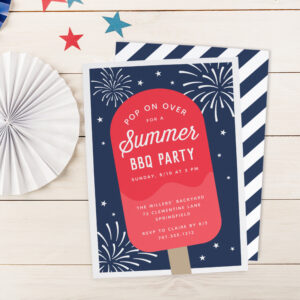 Ice Cream Pop Summer BBQ Party Invitation