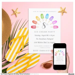 Ice Cream Popsicle Birthday Party Invitation