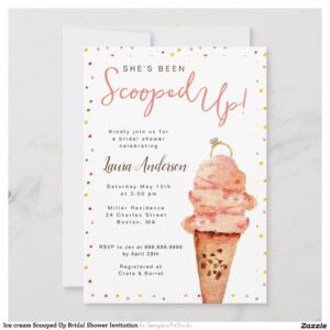 Ice cream Scooped Up Bridal Shower Invitation