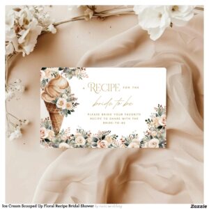 Ice Cream Scooped Up Floral Recipe Bridal Shower Enclosure Card