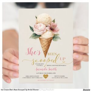 Ice Cream She's Been Scooped Up Bridal Shower Invitation