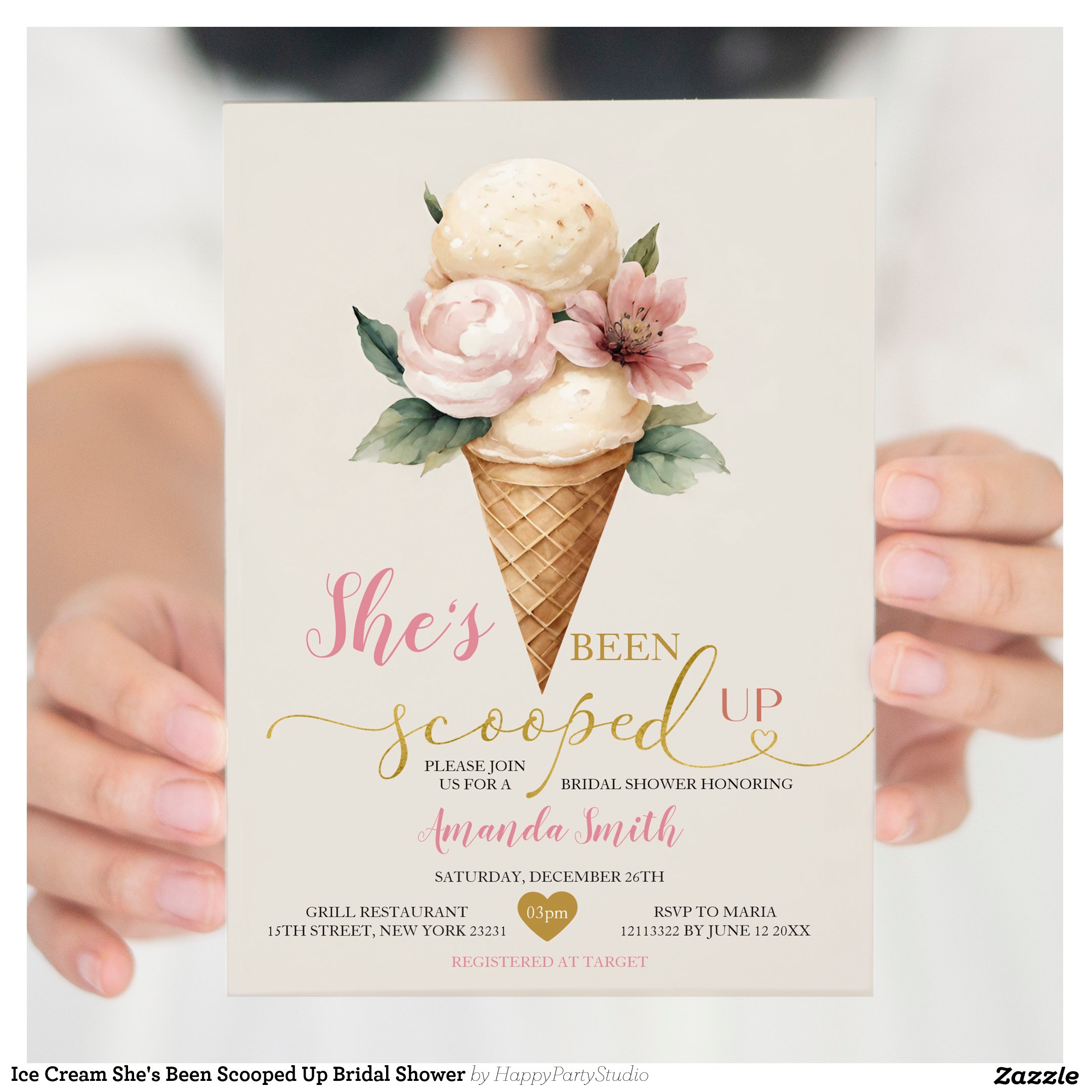 Ice Cream She's Been Scooped Up Bridal Shower Invitation