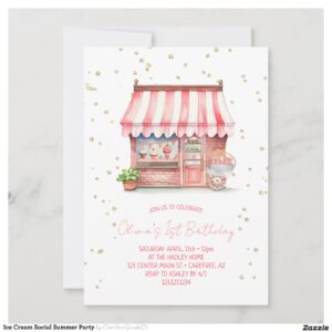 Ice Cream Social Summer Party Invitation