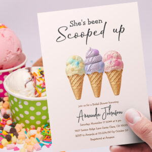 Ice Cream Summer Scooped Up Bridal Shower Invitation