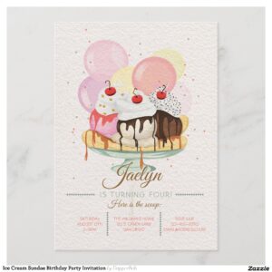 Ice Cream Sundae Birthday Party Invitation
