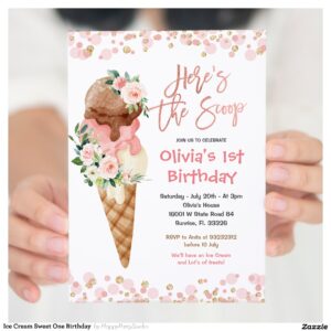 Ice Cream Sweet One Birthday Invitation