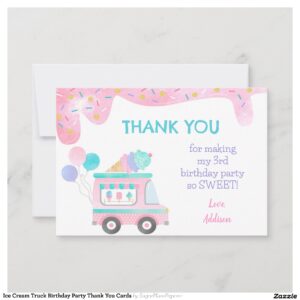 Ice Cream Truck Birthday Party Thank You Cards