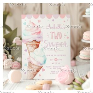 Ice cream Two sweet girl birthday Invitation