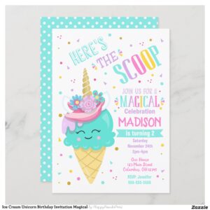 Ice Cream Unicorn Birthday Invitation Magical